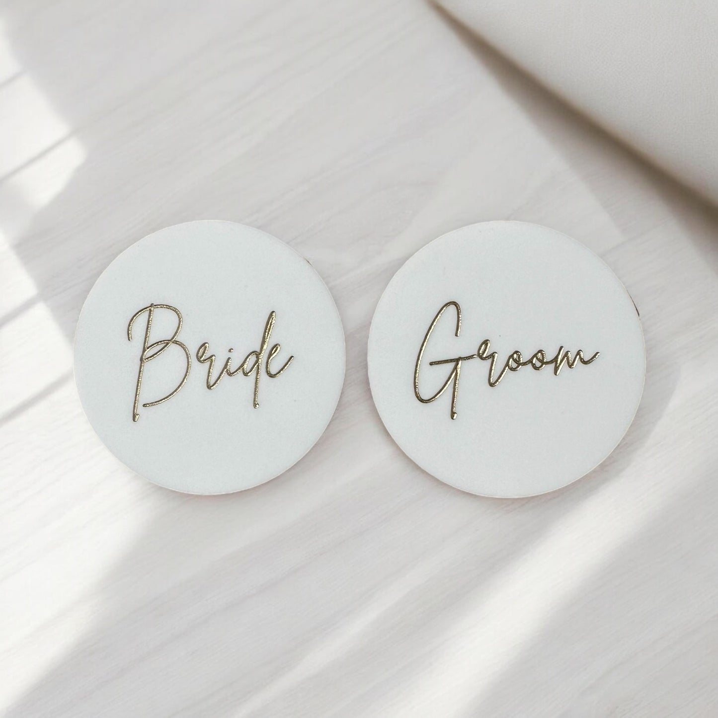 White and Gold Place Cards/ Coaster Bomboniere