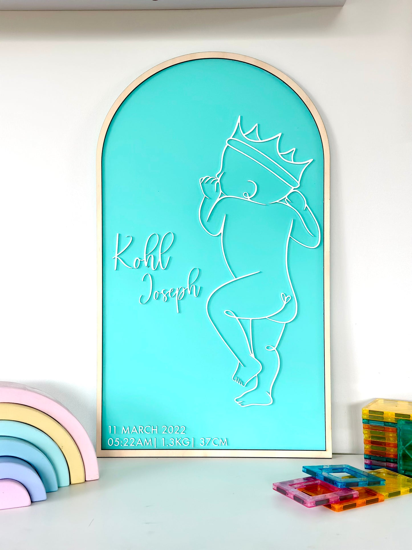 Birth Plaque Baby with Crown