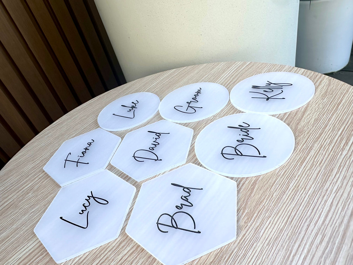 White (Frosted) Place Cards/Wedding Favour