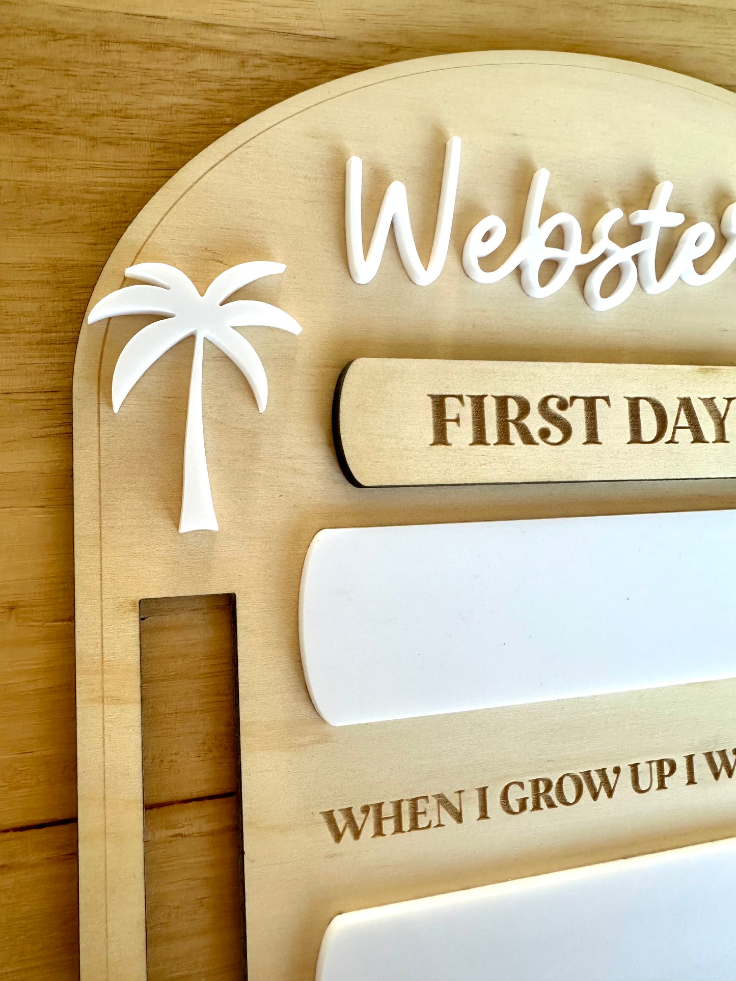 Personalised First/Last Day interchangeable engraved Coastal Milestone Board