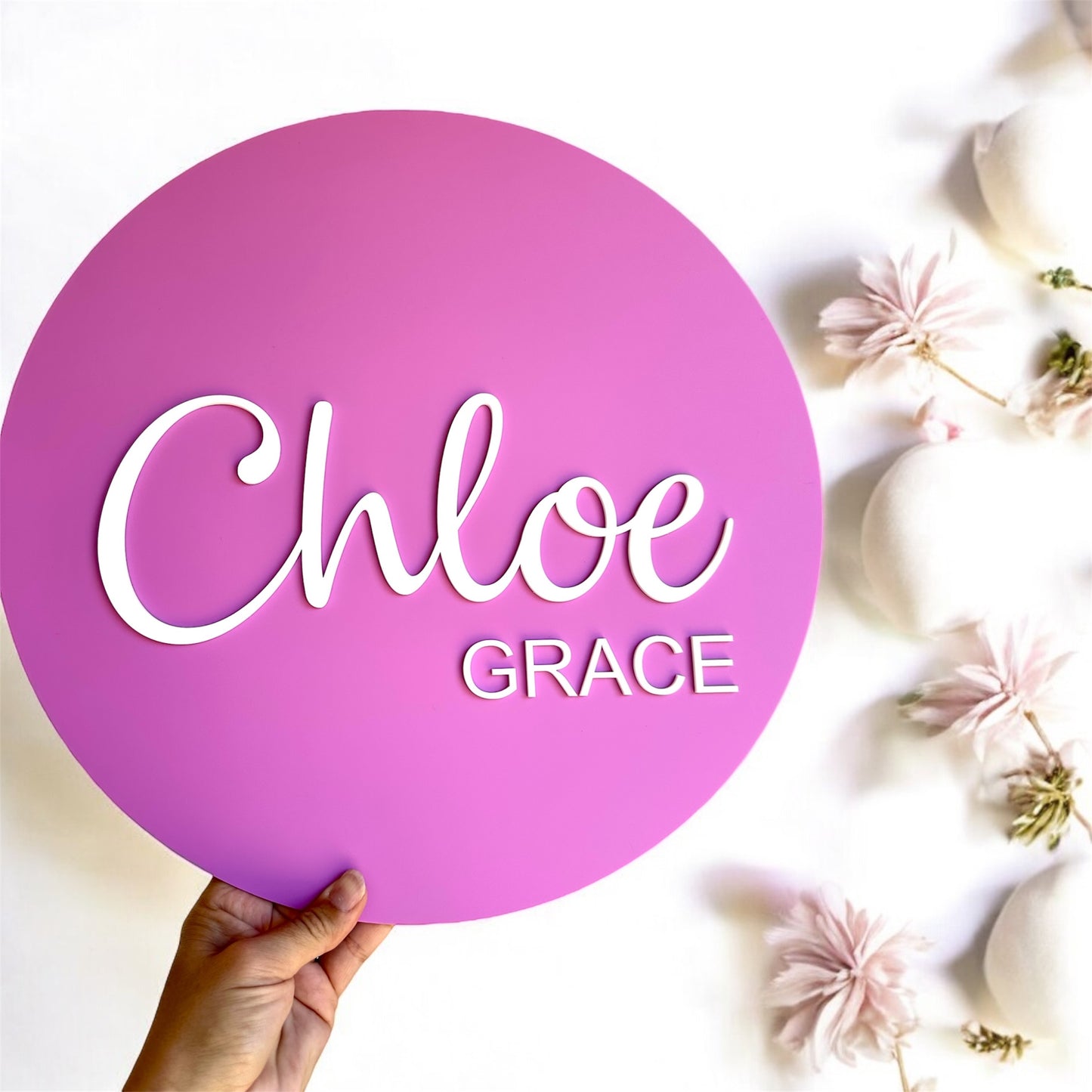 Personalised Round Acrylic Name Plaque