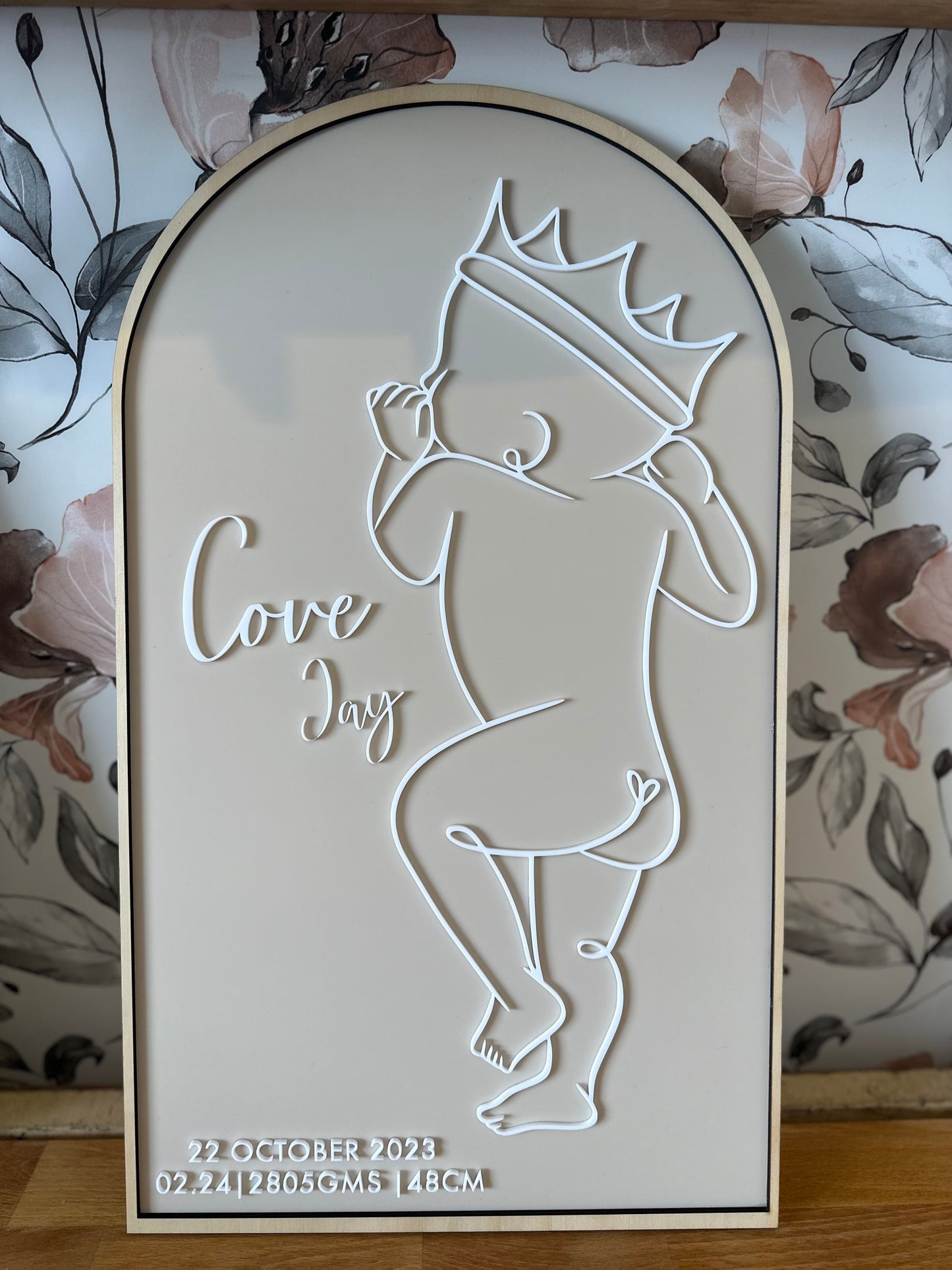 Birth Plaque Baby with Crown